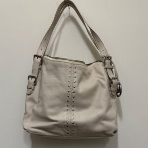 Michael Kors Off White Shoulder Bag with Silver Accents